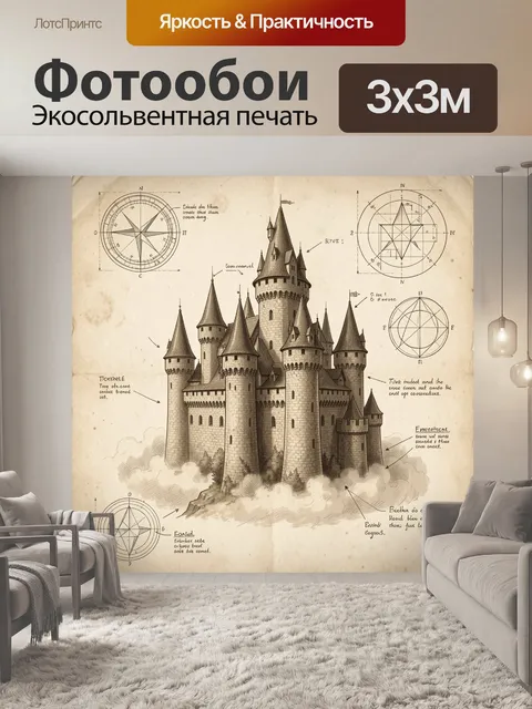 Фотообои Средневековый замок на старинном чертеже