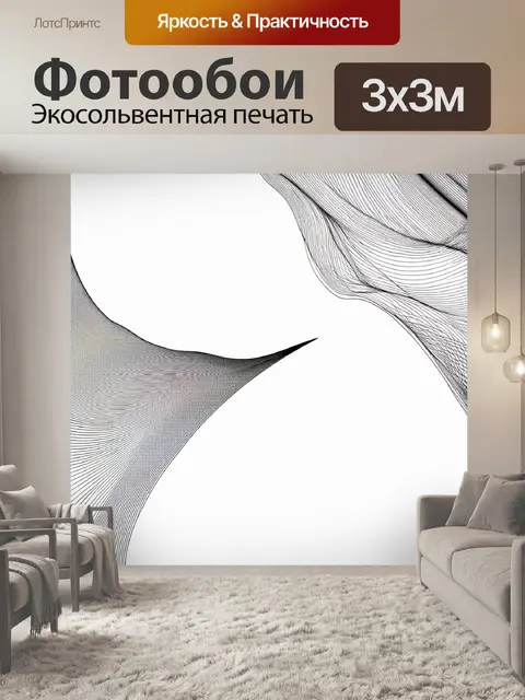 Фотообои минималистический дизайн в черно-белом исполнении с утончёнными линиями и изящными формами