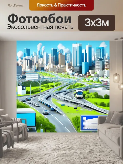 Фотообои пейзаж в стиле инфографический рисунок