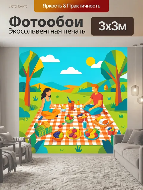 Фотообои Пикник в парке с фруктами