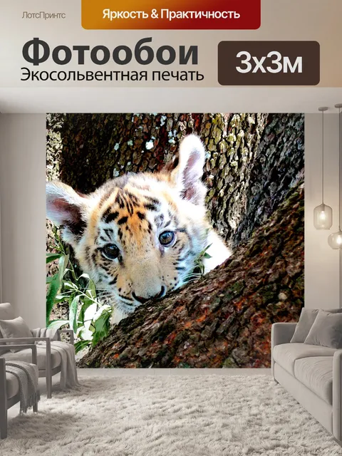 Фотообои Картина из укрытия тигренок