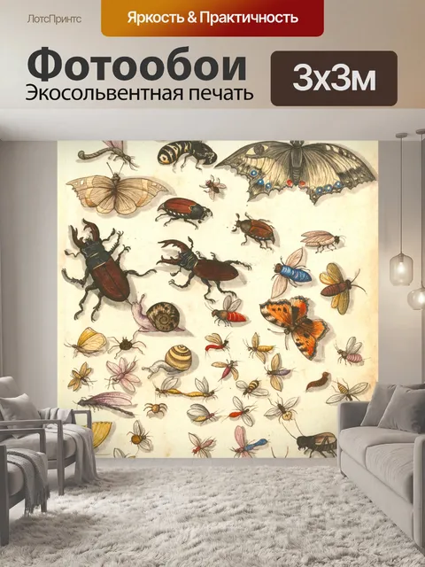 Фотообои Винтажная бабочка-жук старая