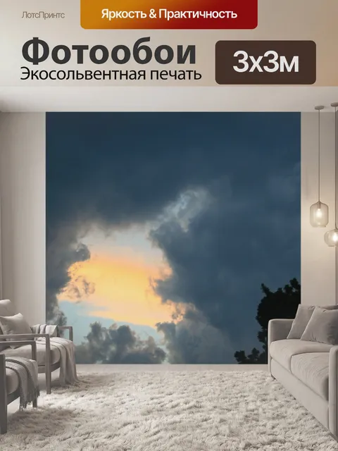 Фотообои темные облака на закате