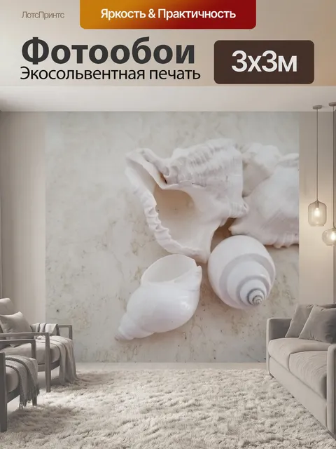 Фотообои Белые раковины на мраморе