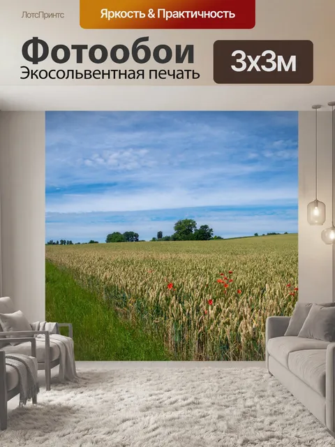 Фотообои Пейзаж, пшеничное поле, сельская местнос
