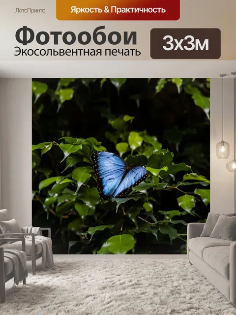 Фотообои Голубая бабочка морфо