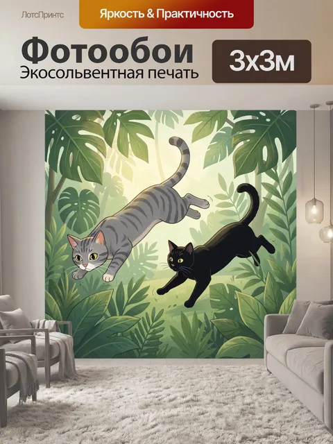Фотообои Кошки в тропических джунглях