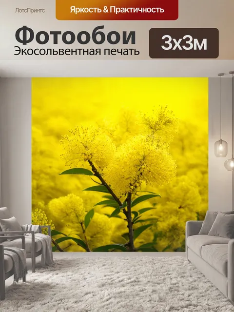 Фотообои градиент мимозового к солнечному