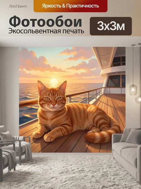 Фотообои Рыжий кот на яхте