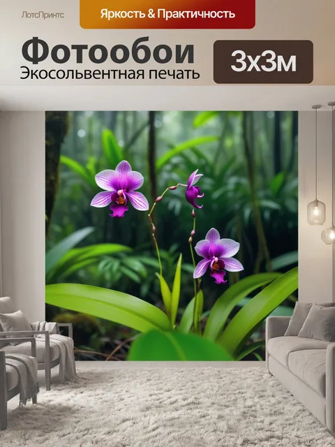 Фотообои цветы калипсо на фоне тропического леса