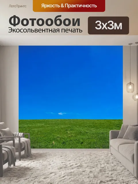 Фотообои зеленая трава и голубое небо