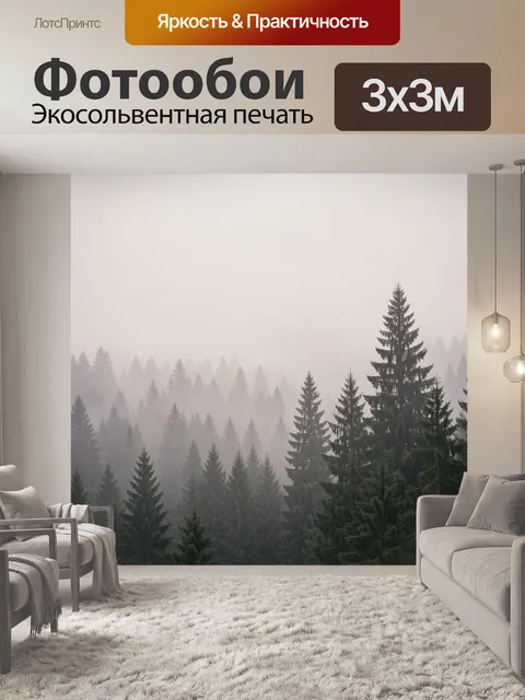Фотообои Туманный хвойный лес