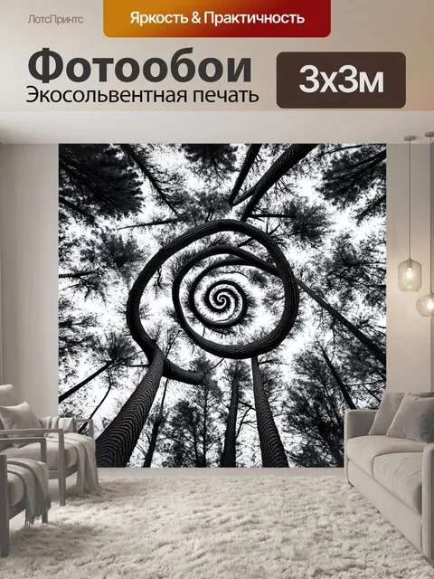 фотообои лес в стиле черно-белый: агрессивные линии деревьев