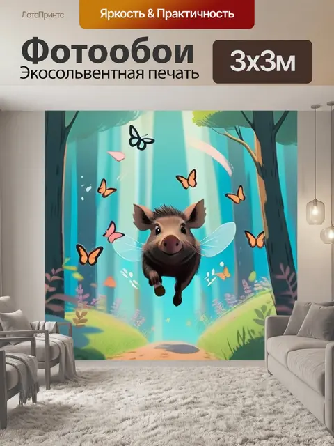 Фотообои кабан прыгает