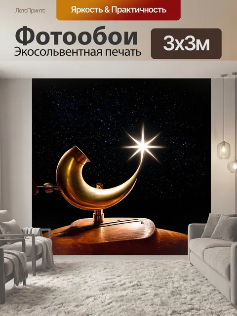 Фотообои изогнутая форма валторны выделяется на фоне звёздного неба