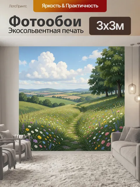 Фотообои Цветущий луг с тропинкой