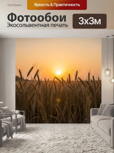 Фотообои Пшеничное поле на закате