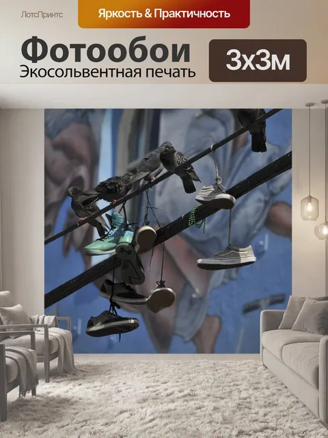 Фотообои Голуби, теннисные туфли и фрески
