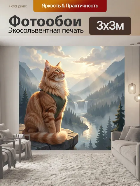 Фотообои Рыжий кот на горном уступе