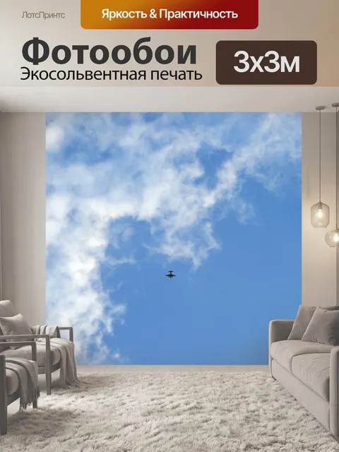 Фотообои высокий самолет и туманным облаком