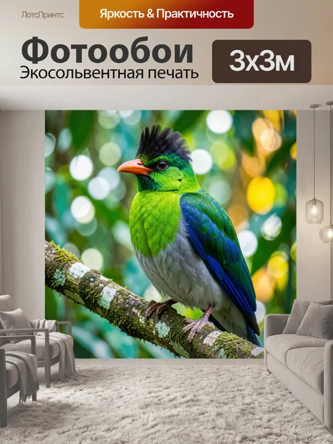 Фотообои Яркая тропическая птица на ветке