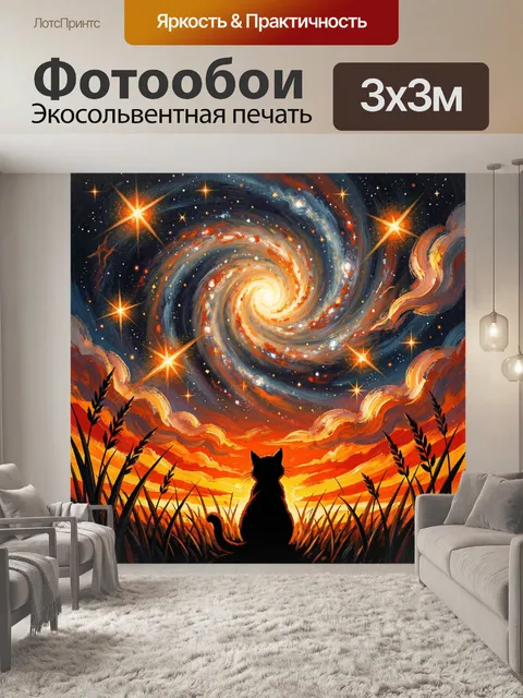 Фотообои Кот на фоне галактики