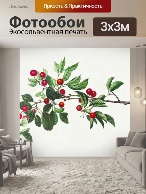Фотообои Вишня ветка винтажное искусство