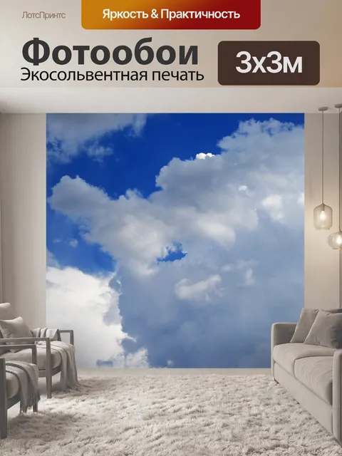Фотообои белое облако на фоне голубого неба