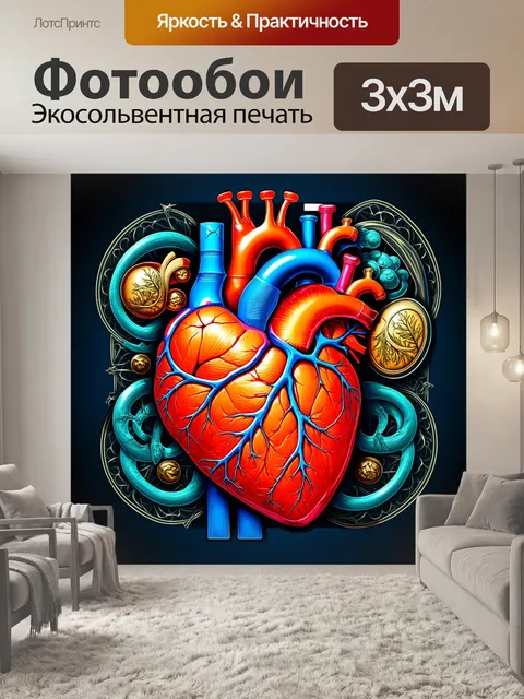 Фотообои изображение сердца с анатомическими подробностями