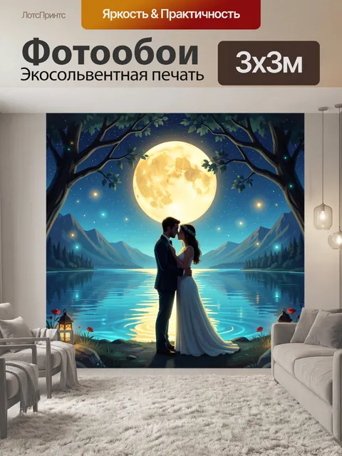 Фотообои Влюбленная пара под луной