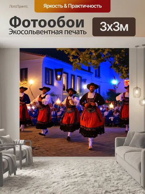 Фотообои греция — фестиваль в маленьком городке с яркими огнями