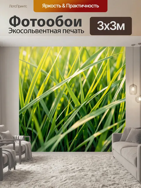 Фотообои Макро зеленой травы на солнце
