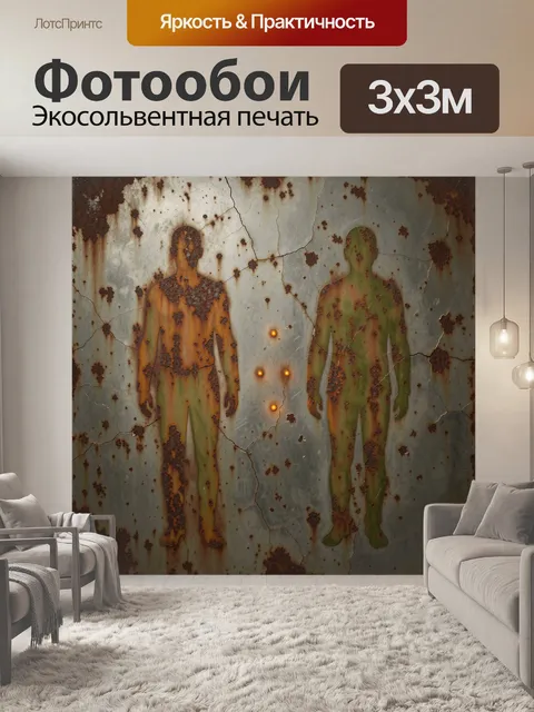 Фотообои Ржавые силуэты людей на металле