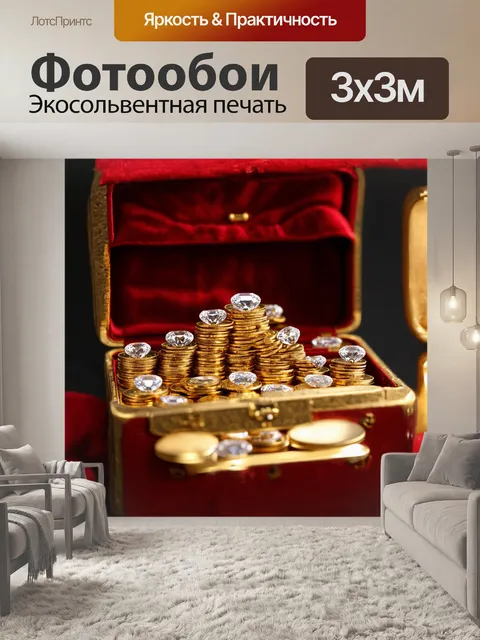 Фотообои бриллианты и золотые монеты