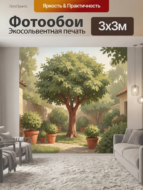 Фотообои Солнечный сад с деревом