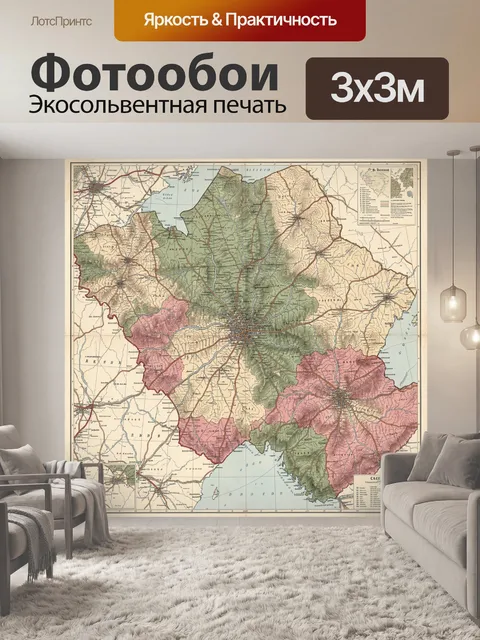 Фотообои Старинная карта с цветными зонами