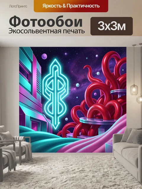 Фотообои Неоновый символ доллара в космосе