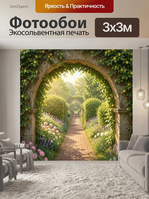 Фотообои Садовая арка с цветущей аллеей