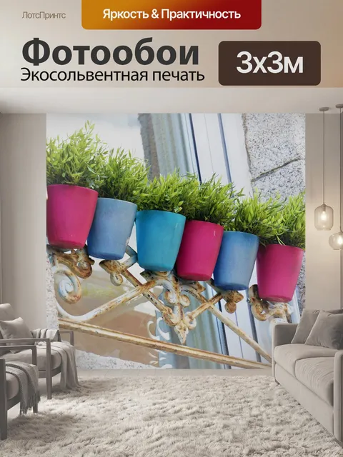 Фотообои Горшки с цветами у окна