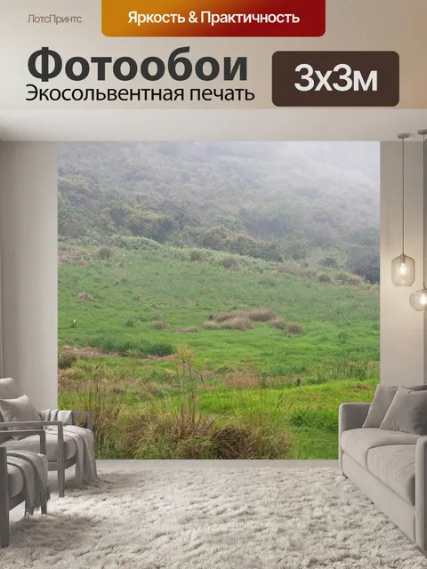 Фотообои туманная атмосфера в зеленой долине