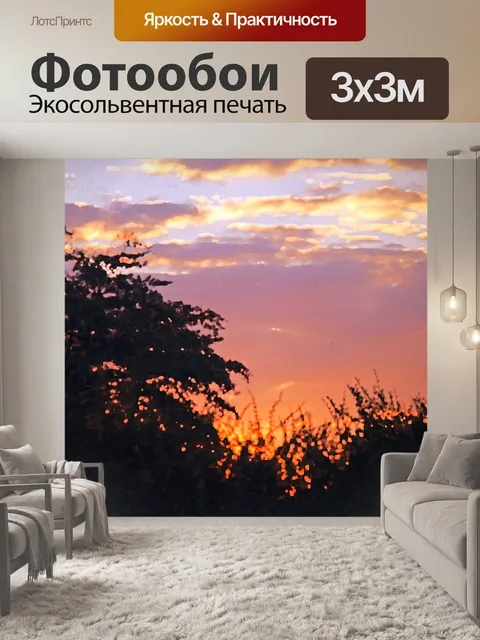 Фотообои художественный эффект на закате в Африке