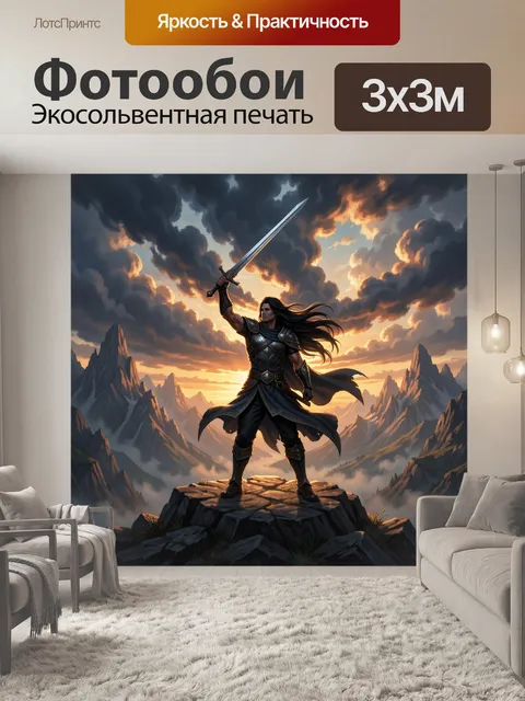 Фотообои Воин с мечом в горах