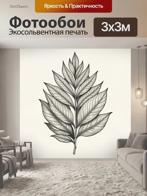 Фотообои Лист монстеры в монохроме