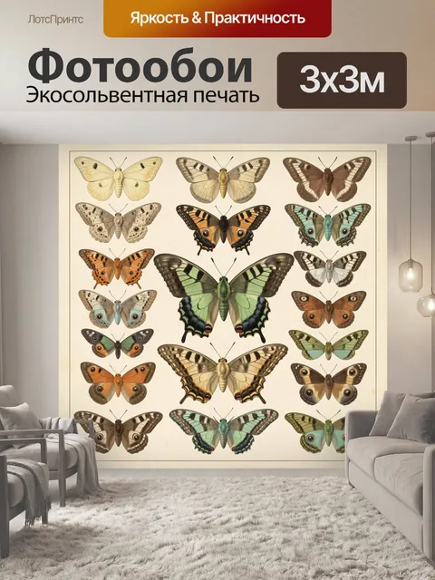Фотообои Коллекция винтажных бабочек
