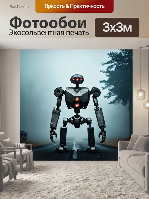 Фотообои туман в стиле панк, различные механизмы и роботы, скрытые в тумане