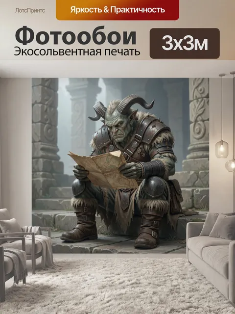 Фотообои Рогатый воин с картой