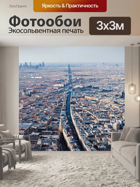 Фотообои панорамный вид на город с высоты птичьего полета
