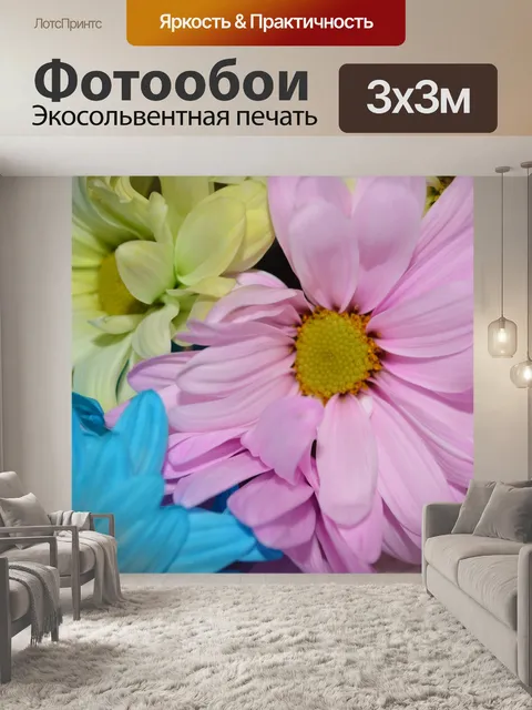 Фотообои Розовый Синий Желтый Дейзи красочные удо
