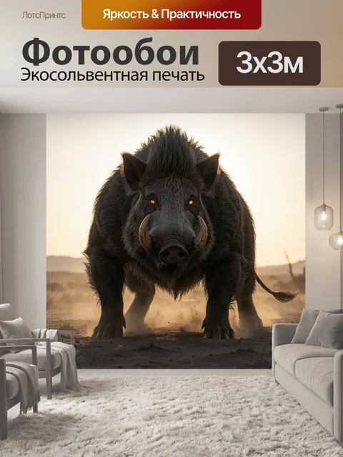Фотообои Грозный вепрь в пыли