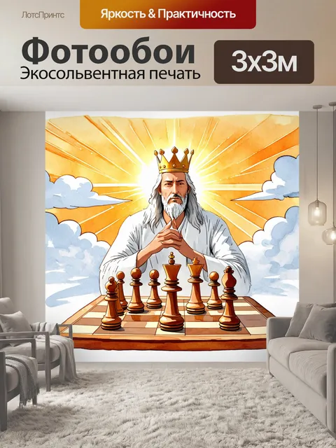 Фотообои мудрый белый король на шахматной доске